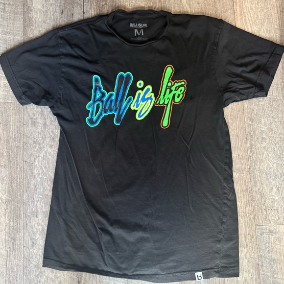 Black 'Ball is Life' Graphic T-Shirt, Men Medium - Picture 1 of 7